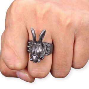 Tall Ears Bunny Steampunk Vents Skull Statement Rings NEW